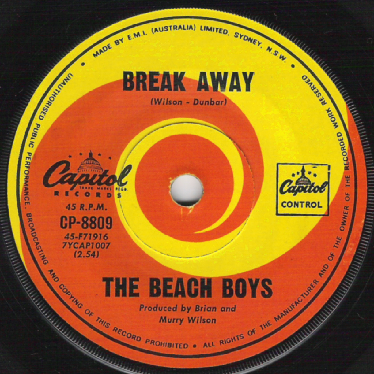 Beach Boys On 45 Australia Capitol Swirl Label 1968 1969 5883